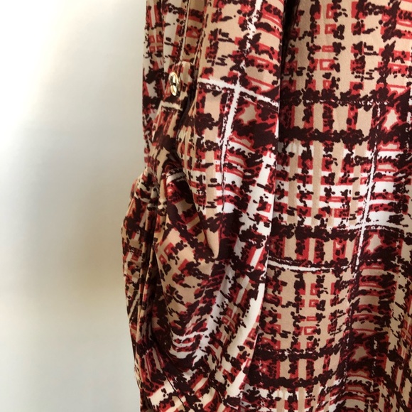 PerSeption Womens top size 2X Burgundy White Turn Up 3/4 Sleeve Semi Loose New - Picture 7 of 8